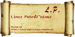 Lincz Petróniusz névjegykártya